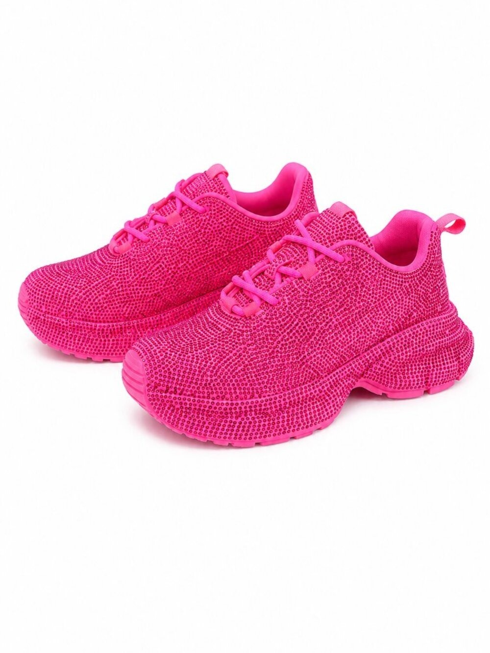 NIB Cush Dazzle Sport Rhinestone Comfy Platform Light Weight Sneakers Hot Pink